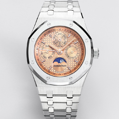 [오데마피게] 남성용 로얄오크 26574 퍼페츄얼 캘린더 문페이즈 41mm 로즈골드 다이얼 신형 5134 오토매틱 무브먼트 aud4207