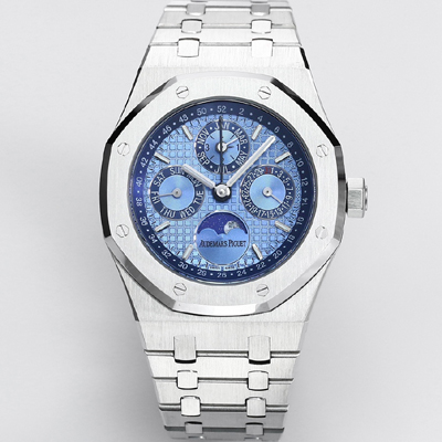 [오데마피게] 남성용 로얄오크 26574 퍼페츄얼 캘린더 문페이즈 41mm 아이스블루 다이얼 신형 5134 오토매틱 무브먼트 aud4210