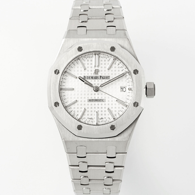 [오데마피게] 남성용 하이엔드 15450ST 로얄오크 37mm 오토매틱 Cal.3120무브먼트 실버 와플 다이얼 aud6522