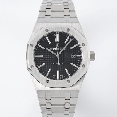 [오데마피게] 남성용 15400ST.OO.1220ST.01 로얄오크 41mm 오토매틱 Cal.3120무브먼트 블랙 와플 다이얼 aud6524