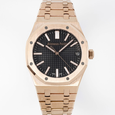 [오데마피게] 남성용 로얄오크 셀프와인딩 15510OR.OO.D002CR.02 18K 로즈골드 41mm 오토매틱 Cal.4302 무브먼트 블랙 와플 다이얼 aud6549