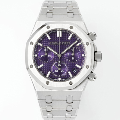 [오데마피게] 남성용 로얄오크 26240BC.OO.1320BC.01 크로노그래프 41mm 오토매틱 Cal.4401 타입 퍼플 와플 다이얼 aud6555