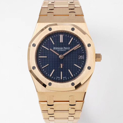 [오데마피게] 남성용 하이엔드 로얄오크 15202OR.OO.1240OR.01 엑스트라 씬 18K 로즈골드 39mm 오토매틱 Cal.2121타입 블루 다이얼 aud6570