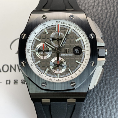 [오데마피게] 남성용 로얄오크 오프쇼어 26405CE.OO.A002CA.01 세라믹 베젤 크로노그래프 44mm 오토매틱 무브먼트 그레이 다이얼 aud6581