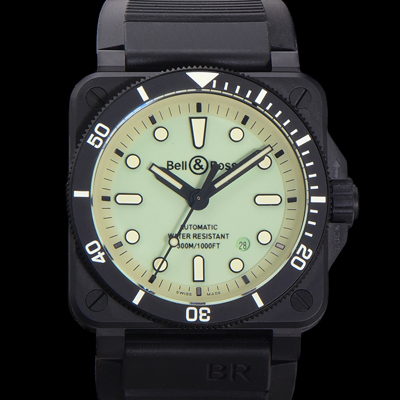 [벨엔로즈] 남성용 BR03A 오토매틱 2892타입 42mm 세라믹 우레탄줄 그린 다이얼 bel4105