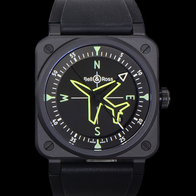 [벨엔로즈] 남성용 BR03A 오토매틱 2892타입 42mm 세라믹 우레탄줄 블랙 다이얼 bel4106