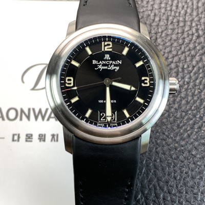 [블랑팡] 남성용 르망 그랜드 데이트 오토매틱 40mm 러버 우레탄줄 블랙 다이얼 bla4214