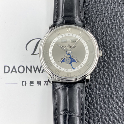 [블랑팡] 남성용 빌레레 퀀탬 컴플레트 40mm 문페이즈 오토매틱 Cal.6654타입 그레이 다이얼 bla4216