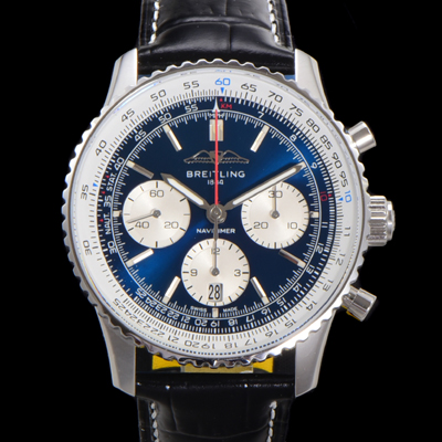 [브라이틀링] 남성용 네비타이머 AB0139631C1P1 크로노그래프 ETA7750-2 타입 오토매틱 43mm 가죽줄 블루 다이얼 bre5998