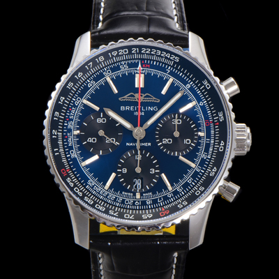 [브라이틀링] 남성용 네비타이머 AB0139241C1P1 크로노그래프 ETA7750-2 타입 오토매틱 43mm 가죽줄 블루 다이얼 bre5999