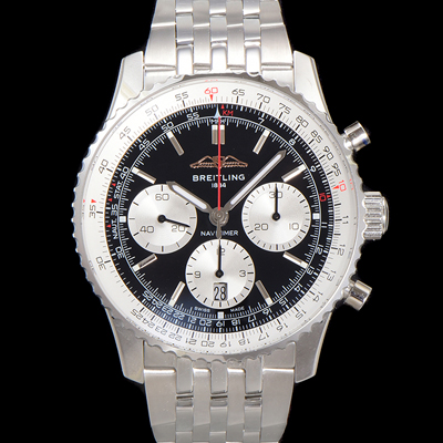 [브라이틀링] 남성용 네비타이머 AB0138211B1A1 크로노그래프 ETA7750-2 타입 오토매틱 43mm 메탈줄 블랙 다이얼 bre6007