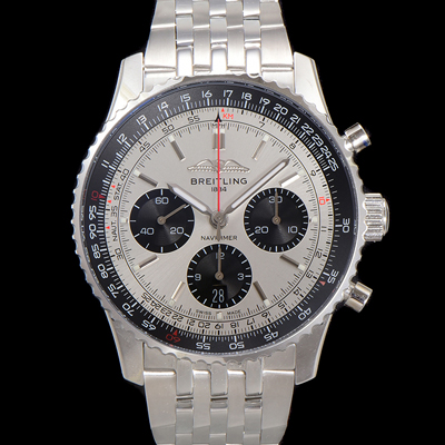 [브라이틀링] 남성용 네비타이머 AB0138241G1A1 크로노그래프 ETA7750-2 타입 오토매틱 43mm 메탈줄 실버 다이얼 bre6008