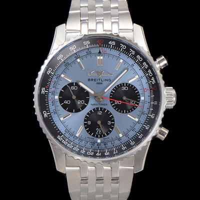 [브라이틀링] 남성용 네비타이머 AB0138241C1A1 크로노그래프 ETA7750-2 타입 오토매틱 43mm 메탈줄 아이스 블루 다이얼 bre6009