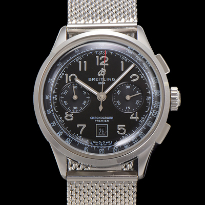 [브라이틀링] 남성용 프리미에르 AB0145221B1P1 크로노그래프 7750 타입 오토매틱 42mm 메쉬밴드 블랙 다이얼 bre6020
