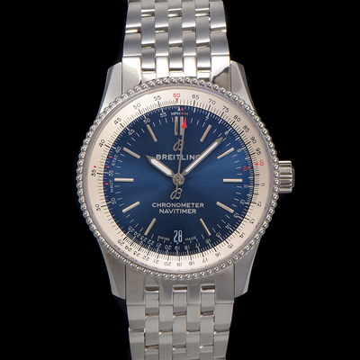 [브라이틀링] 남성용 네비타이머 A17325211C1A1 크로노그래프 오토매틱 2824타입 38mm 메탈줄 블루 다이얼 bre6025