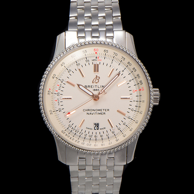 [브라이틀링] 남성용 네비타이머 A17326211G1A1 크로노그래프 오토매틱 2824 타입 41mm 메탈줄 화이트 다이얼 bre6031