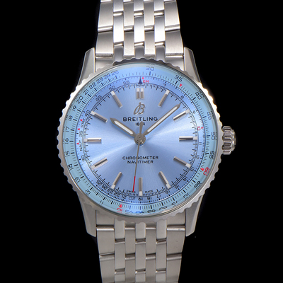 [브라이틀링] 남성용 네비타이머 A17329171C1A1 크로노그래프 오토매틱 2824 타입 41mm 메탈줄 아이스 블루 다이얼 bre6037