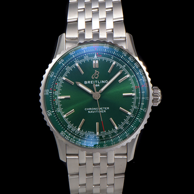 [브라이틀링] 남성용 네비타이머 A17329371L1A1 크로노그래프 오토매틱 2824 타입 41mm 메탈줄 그린 다이얼 bre6038