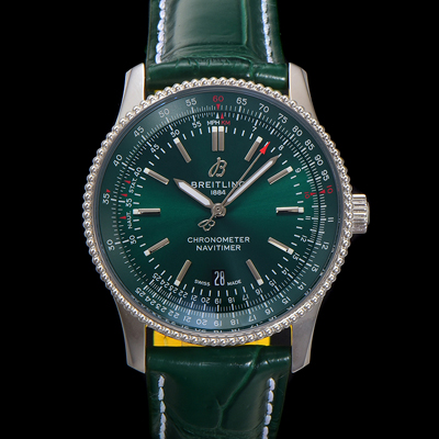 [브라이틀링] 남성용 네비타이머 A17326361L1P2 크로노그래프 오토매틱 2824 타입 41mm 가죽줄 그린 다이얼 bre6042