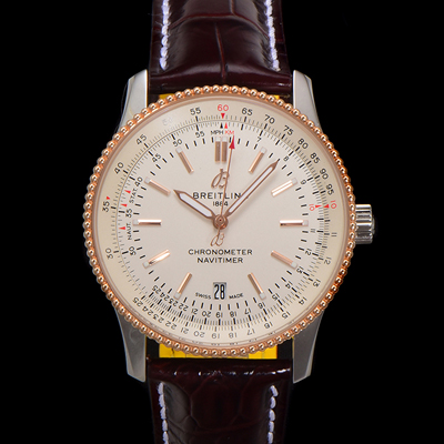 [브라이틀링] 남성용 네비타이머 U17326211G1P1 크로노그래프 오토매틱 2824 타입 41mm 가죽줄 화이트 다이얼 bre6043