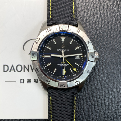 [브라이틀링] 남성용 어벤져 지엠티 44mm 나일론줄 오토매틱 2836-2 타입 블랙 다이얼 bre6058