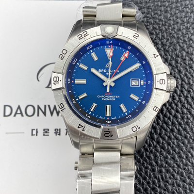 [브라이틀링] 남성용 어벤져 지엠티 44mm 메탈줄 오토매틱 2836-2 타입 블루 다이얼 bre6066