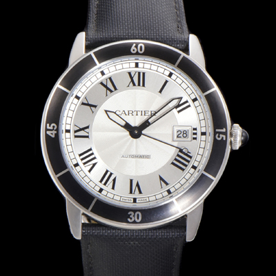 [까르띠에] 롱드 끄로아지에 WSRN0002 오토매틱 ETA2824-2 42mm 남성용시계 나토천스트랩 화이트 다이얼 car69312