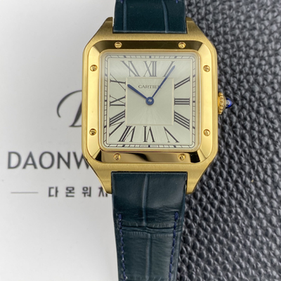 [까르띠에] 남성용 산토스 뒤몽 santos1612 엑스라지 18K 옐우골드 46.6mm 쿼츠 무브먼트 실버 다이얼 car69377