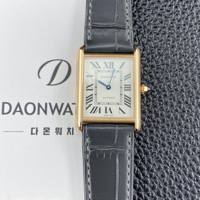 [까르띠에] 남성용 2025신상! 탱크 루이스 18K 로즈골드 38.1mm 악어가죽 오토매틱 무브먼트 화이트 다이얼 car69379