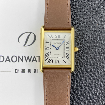 [까르띠에] 남성용 2025신상! 탱크 루이스 18K 옐우골드 38.1mm 오토매틱 무브먼트 화이트 다이얼 car69383