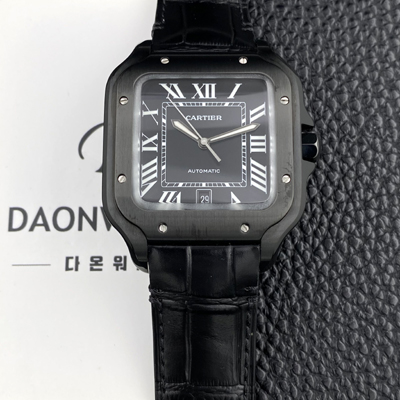 [까르띠에] 남성용 산토스 드 까르띠에 워치 WSSA0039 라지 39.8mm 오토매틱 9015 무브먼트 블랙 다이얼 car69394
