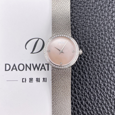 
[디올] 여성용 라디드 사틴 25mm 다이아몬드 쿼츠 무브먼트 자게 다이얼 dio1008