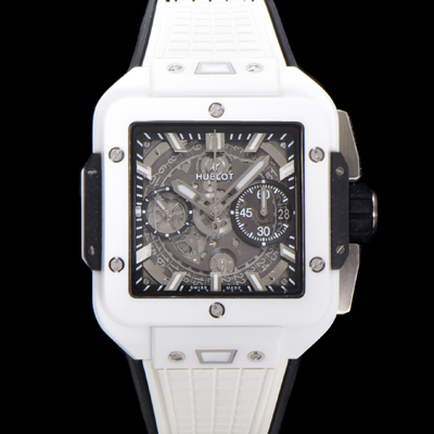 [휴블렛] 남성용 스퀘어 뱅 유니코 821.HX.0170.RX 스켈레톤 다이얼 티타늄 에디션 세라믹 42미리 오토매틱 무브먼트 우레탄 러버밴드 hub2134