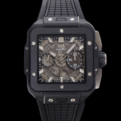 [휴블렛] 남성용 스퀘어 뱅 유니코 821.CI.0170.RX 스켈레톤 다이얼 티타늄 에디션 세라믹 42미리 오토매틱 무브먼트 우레탄 러버밴드 hub2135