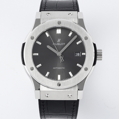 [휴블렛] 남성용 클래식 퓨전 542.NX.7071.LR 42mm 오토매틱 2892 타입 가죽/러버 믹스 그레이 다이얼 hub2137