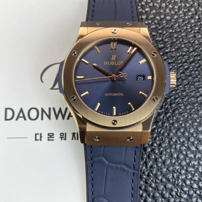 [휴블렛] 남성용 클래식 퓨전 511.OX.7180.LR 18K 로즈골드 42mm 오토매틱 2892타입 블루 다이얼 hub2146