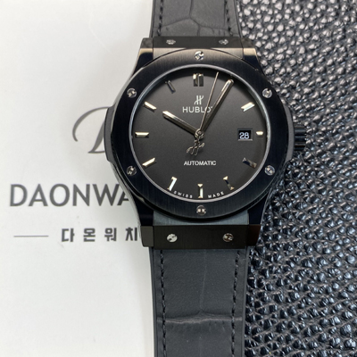 [휴블렛] 남성용 클래식 퓨전 511.CM.1171.RX 블랙 PVD코팅 매직 42mm 오토매틱 2892타입 블랙 다이얼 hub2150