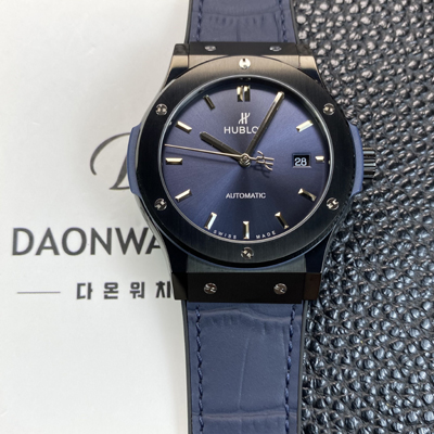 [휴블렛] 남성용 클래식 퓨전 511.CM.7170.RX 블랙 PVD코팅 매직 42mm 오토매틱 2892타입 블루 다이얼 hub2151