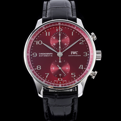 [아이더블유씨] 남성용 신상품 / 포르투기즈 IW371616 크로노그래프 오토매틱 Cal.69355 타입 41미리 가죽줄 레드 다이얼 iwc4092