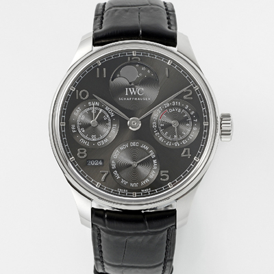 [아이더블유씨] 남성용 포루투기즈 IW503301 퍼페추얼 캘린더 싱글 문 44mm 오토매틱 무브먼트 그레이 다이얼 iwc4106