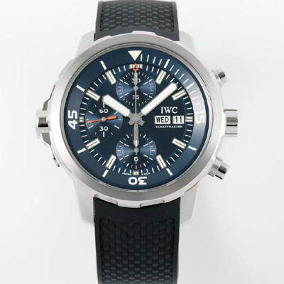 [아이더블유씨] 남성용 아쿠아타이머 IW376805 크로노그래프 “엑스페디션 자크 이브 쿠스토” 에디션 44mm 오토매틱 무브먼트 블루 다이얼 iwc4112