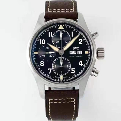 [아이더블유씨] 남성용 파일럿 워치 IW387903 스핏파이어 크로노그래프 43mm 오토매틱 무브먼트 블랙 다이얼 iwc4115