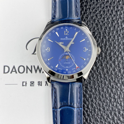 [예거르쿨트르]남성용 마스터 캘린더 문페이즈 39mm 오토매틱 cal.866타입 블루 다이얼 jag0432