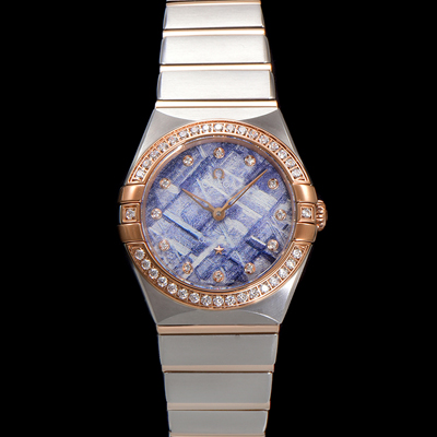 [오메가] 여성용 컨스틀레이션 131.25.28.60.99.001 로즈골드 다이아몬드 세팅 베젤 28mm 쿼츠 무브먼트 메테오라이트 다이얼 omg0150