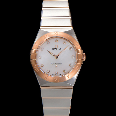 [오메가] 여성용 컨스틀레이션 131.20.28.60.55.001 로즈골드 28mm 쿼츠 무브먼트 화이트 자개 다이얼 omg0153