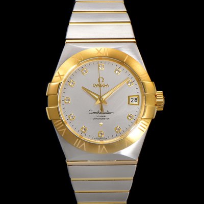 [오메가] 남성용 컨스틀레이션 123.20.38.21.52.002 18k 옐로우골드 38mm 오토매틱 8500타입 실버 다이얼 omg0156