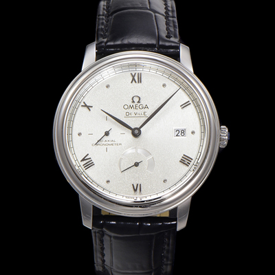 [오메가] 남성용 드빌 424.13.40.21.02.005 프레스티지 코-액시얼 39.5mm 오토매틱 Cal.2627 타입 실버 선버스트 다이얼 omg0167