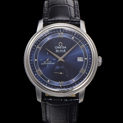 [오메가] 남성용 드빌 424.13.40.21.03.002 프레스티지 코-액시얼 39.5mm 오토매틱 Cal.2627 타입 빈티지 블루 다이얼 omg0169