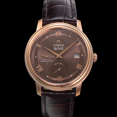 [오메가] 남성용 드빌 424.23.40.21.13.001 프레스티지 코-액시얼 39.5mm  18K 로즈골드 오토매틱 Cal.2627 타입 빈티지 브라운 다이얼 omg0174
