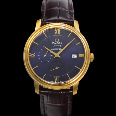 [오메가] 남성용 드빌 424.53.40.21.03.001 프레스티지 코-액시얼 39.5mm  18K 옐로우골드 오토매틱 Cal.2627 타입 블루 다이얼 omg0177